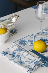 Azure Garden Çiçek Desen 4'lü Organik Müslin Servis Peçete Seti - uniqlooms.com